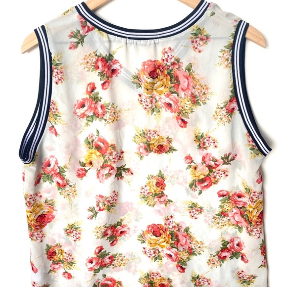 JW Floral Sheer Sleeveless v-neck top, Size Large - Picture 3 of 8